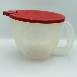 VTG Tupperware 2L Batter Bowl Measuring Pitcher Red Lid 500B-1 Mix Pour USA